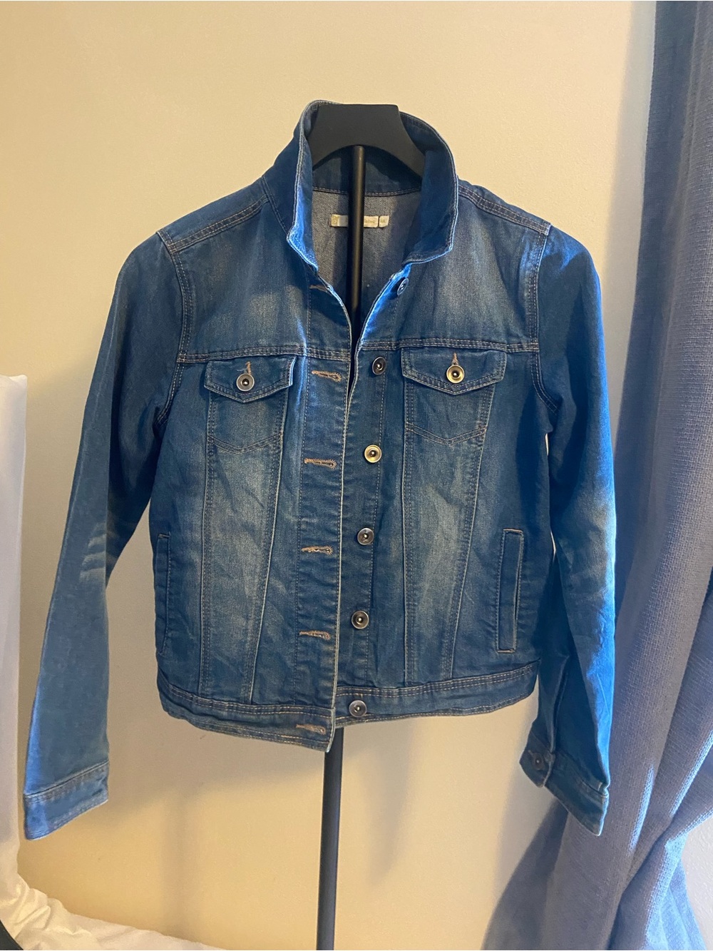Zara Dark Blue Washed Denim Jacket